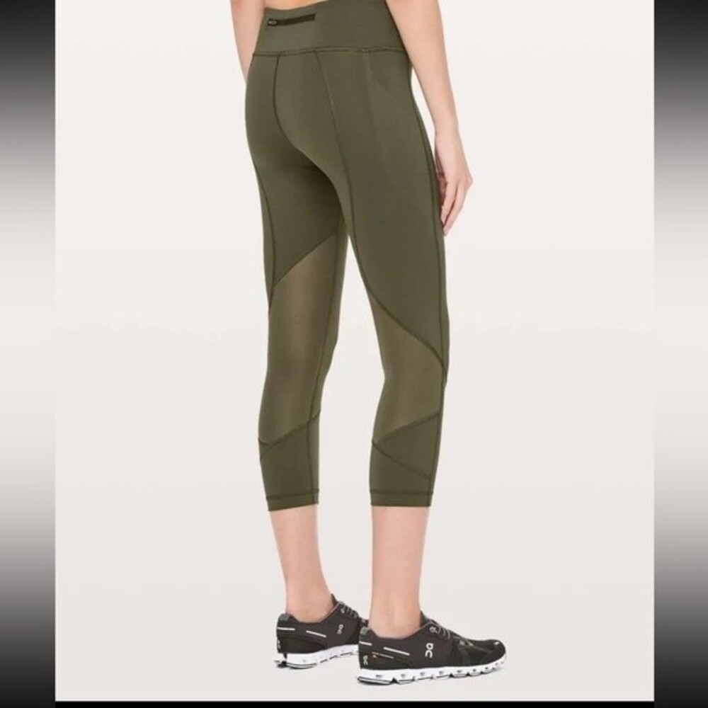 Lululemon Pace Rival 22" Crop Full-On Luxtreme Leggings Dark Olive Green 4